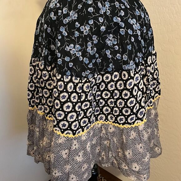 Free People Boho Cottage Core Blue Multi Print Color Prairie Dress Festival - Picture 9 of 11